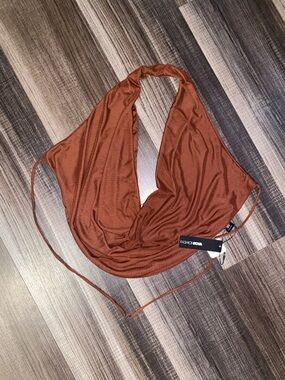 Fashion Nova Copper Halter Cowl Top